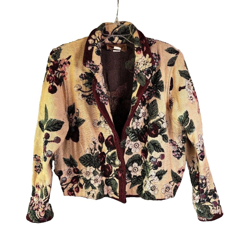 Vintage Painted Pony Jacket Tapestry Garden Floral Indie Maximalist Made in USA